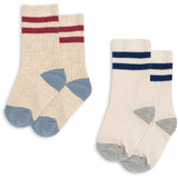 Konges Sløjd Off White/Multi Strip 2 Pack Rib Strømper
