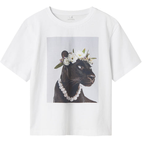 Name It Bright White Panther Nkfvotea Ss Nreg Topp