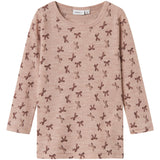 Name It Shadow Gray Bows Nmfwang Ull Rib Ls Topp Aop