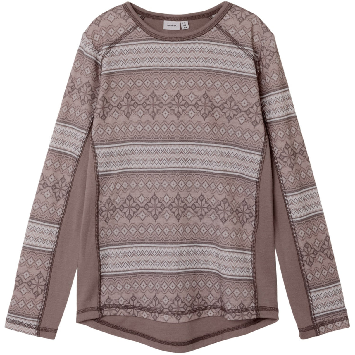 Name It Antler Snow Pattern Nkfwillto Ull Ls Topp