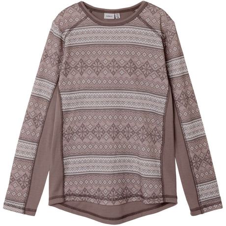 Name It Antler Snow Pattern Nkfwillto Ull Ls Topp