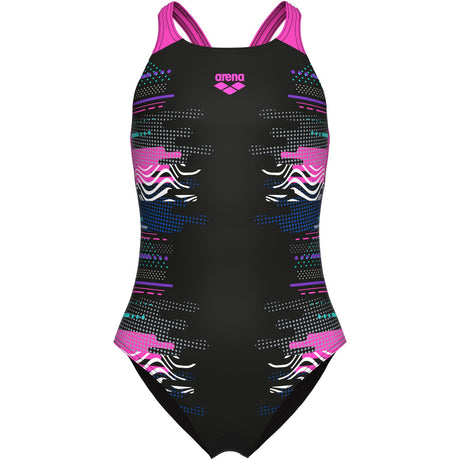 Arena Black Multi- Girl'S Arena Rhythm Badedrakt V Back L