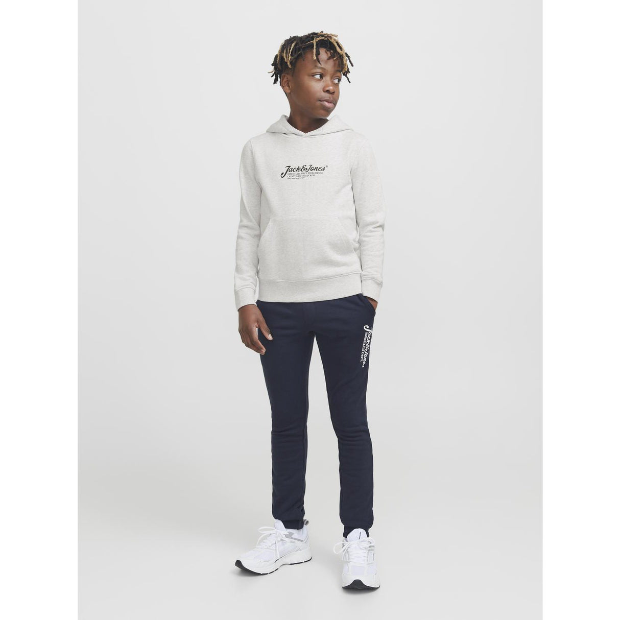 Jack & Jones Junior White Melange Jjbeau Sweat Hette Jnr