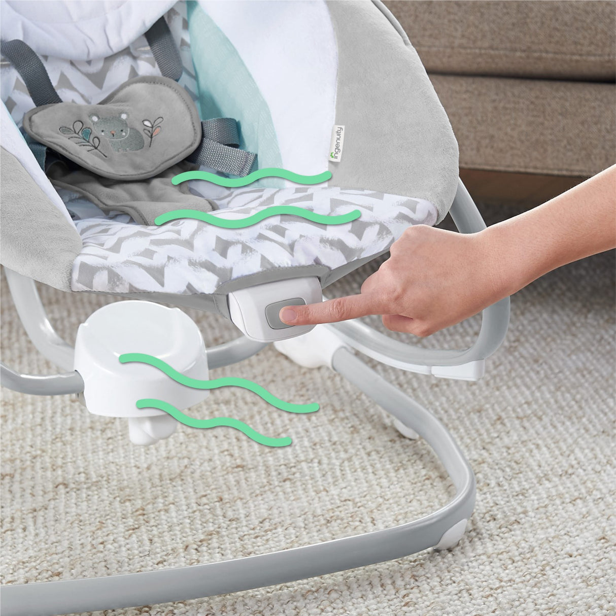 Ingenuity Grey Simplecomfort™ Compact Soothing Swing & Rocker™ - Raylan™