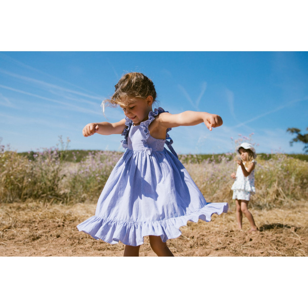 MarMar Fine Cotton Navy Stripe Danita Frill Kjole