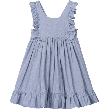 MarMar Fine Cotton Navy Stripe Danita Frill Kjole