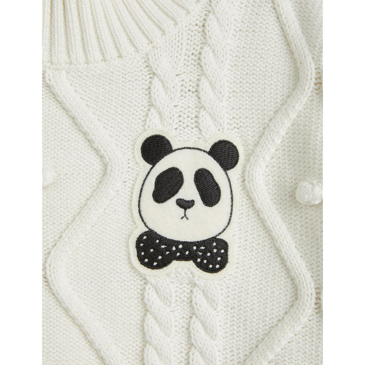 Mini Rodini Offwhite Panda Texture Strikk Sweater