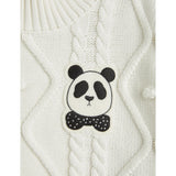 Mini Rodini Offwhite Panda Texture Strikk Sweater