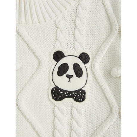 Mini Rodini Offwhite Panda Texture Strikk Sweater