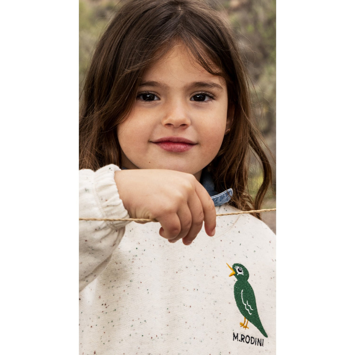Mini Rodini Offwhite Bird Emb Neps Collegegenser