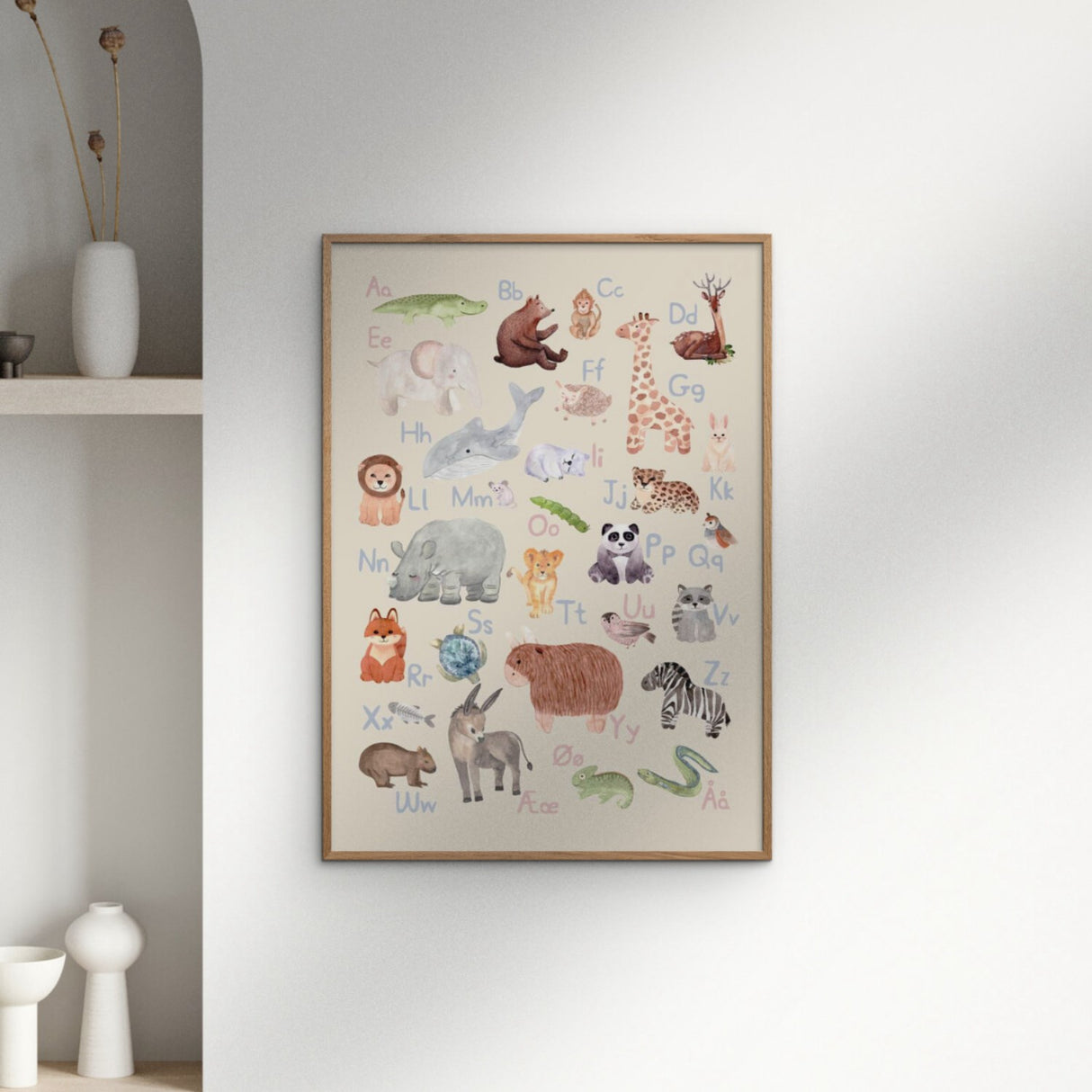 Poster & Frame Citatplakat - Dyrenes Alfabet – Børneplakat