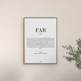 Poster & Frame Citatplakat - Far Definition