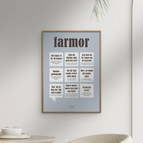 Poster & Frame Dialægt - Farmor — Grå