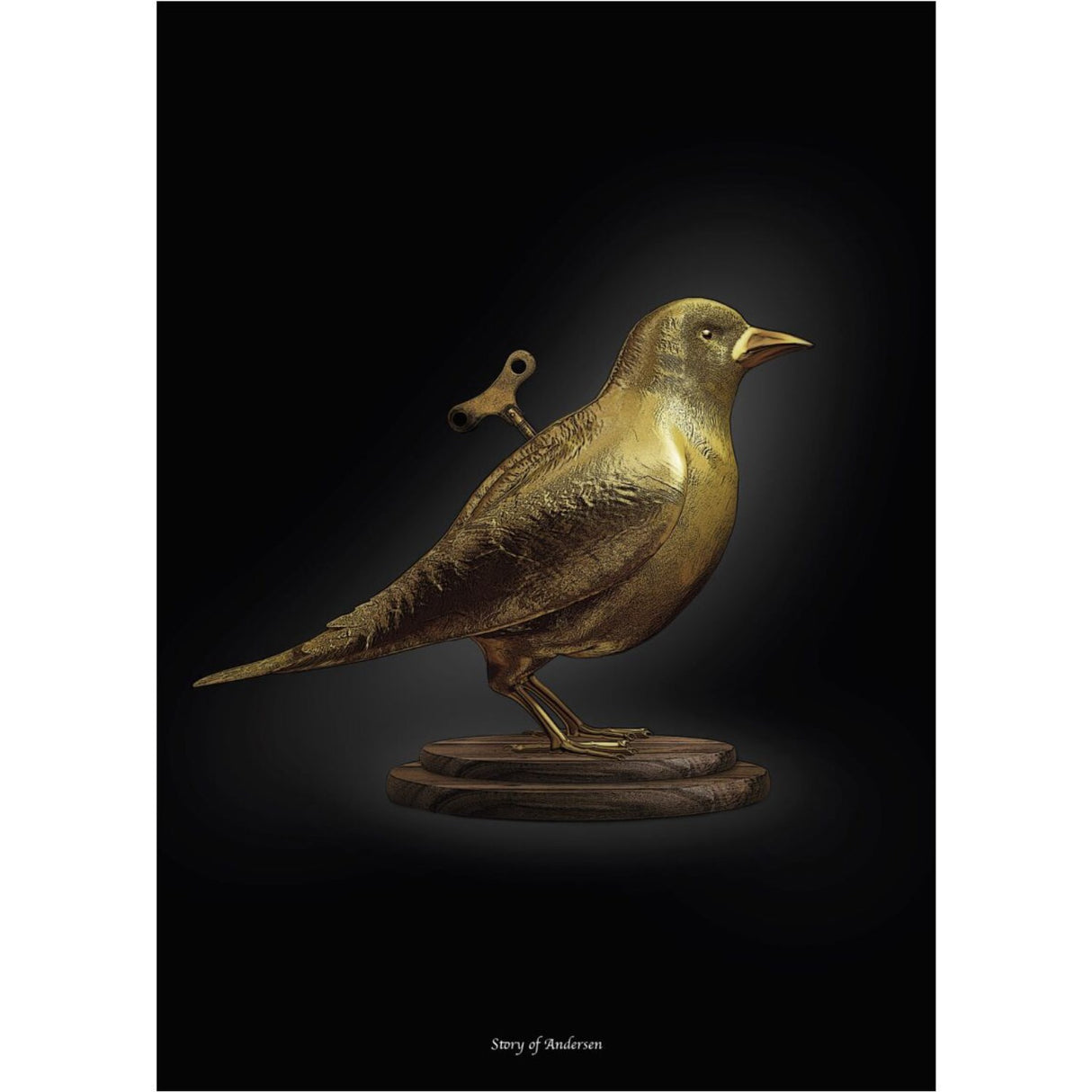 Poster & Frame Story Of Andersen - Nattergalen - Hvid/Sort Baggrund