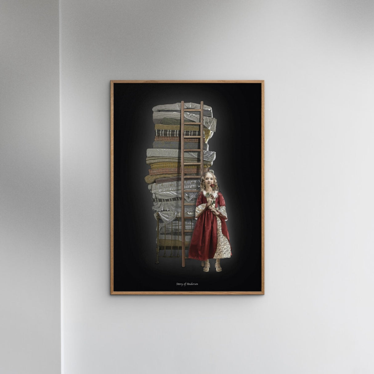 Poster & Frame Story Of Andersen - Prinsessen På Ærten - Hvid/Sort Baggrund