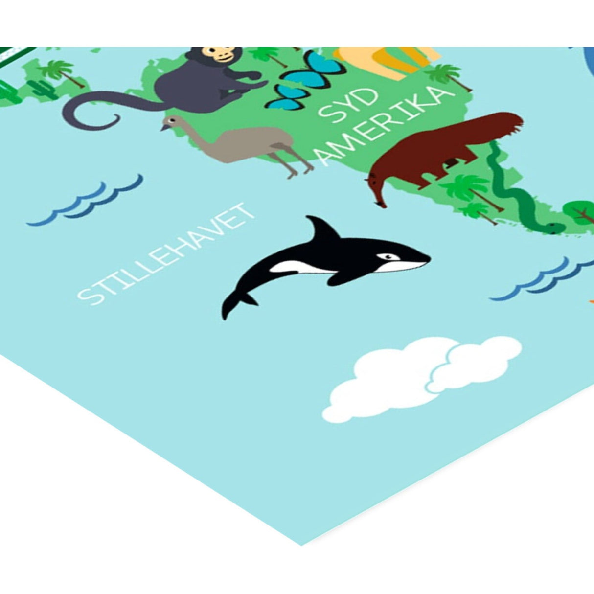 Poster & Frame Citatplakat - Verdenskort Plakat Med Dyr Til Børn