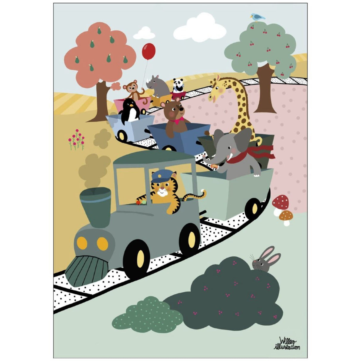 Poster & Frame Willero Illustration - Adventure Train