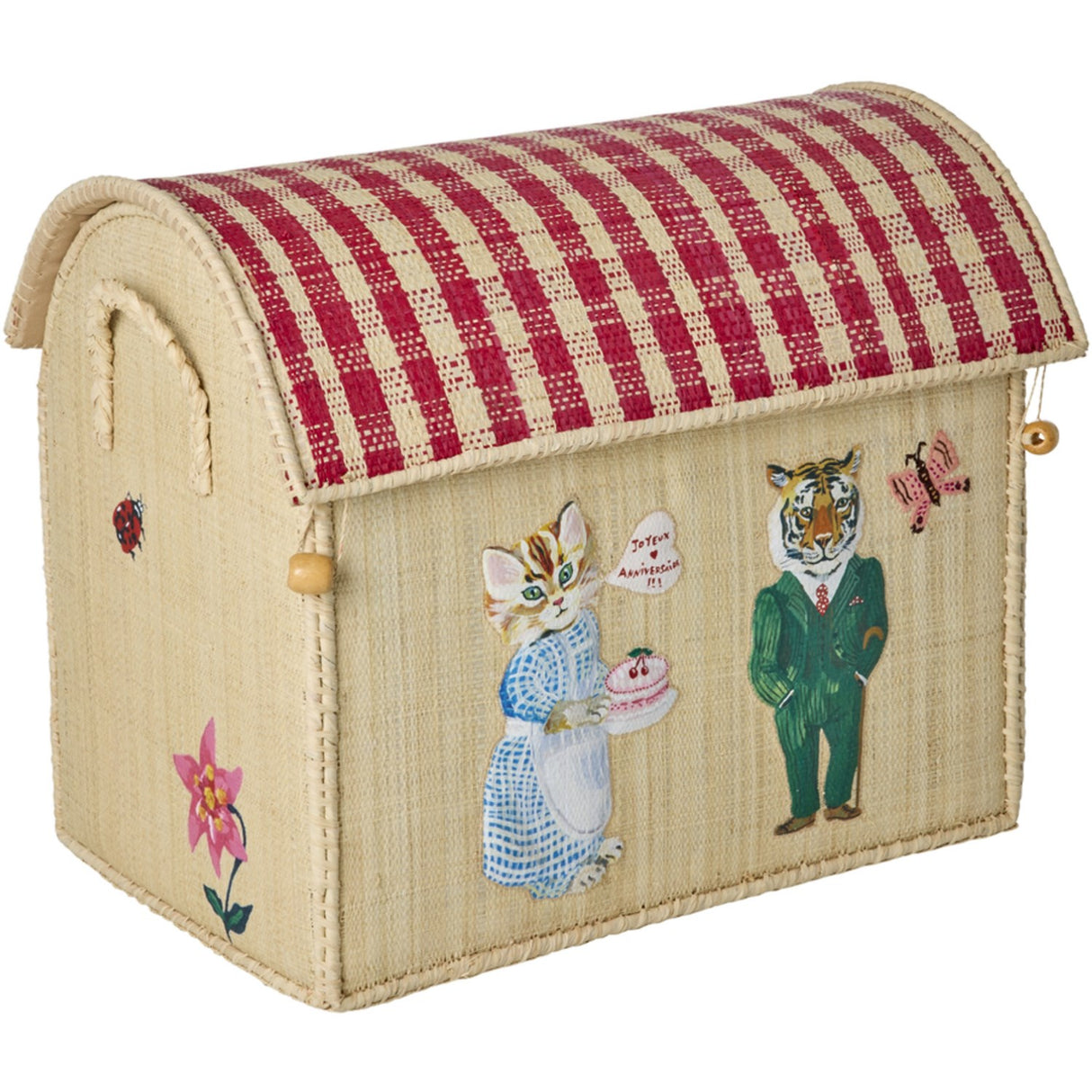 Rice Nathalie Lété Theme Raffia Leketøy Baskets 3-Pakning