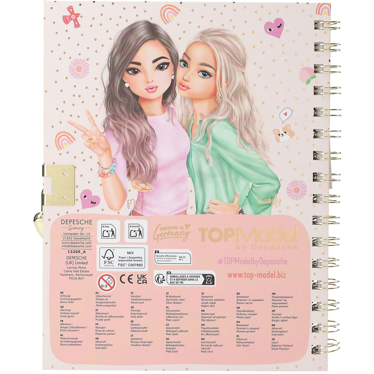 TOPModel Dagbok M/lås Og Armbånd