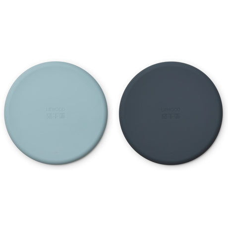LIEWOOD Liewood Brandon Silikone Tallerken 2-pak Sea Blue/Whale Blue Mix