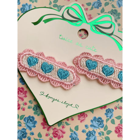 Konges Sløjd Buttercream 2 Pack Heart Embroidery Hårklipp