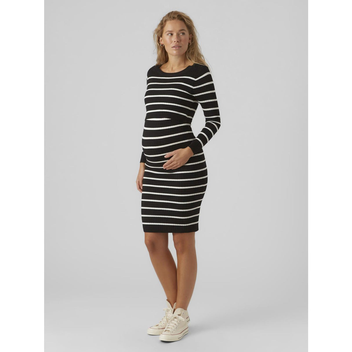 Mama;licious Black Snow White Mlnewsiv June Ls Uk Strikk Kjole 2F A Noos