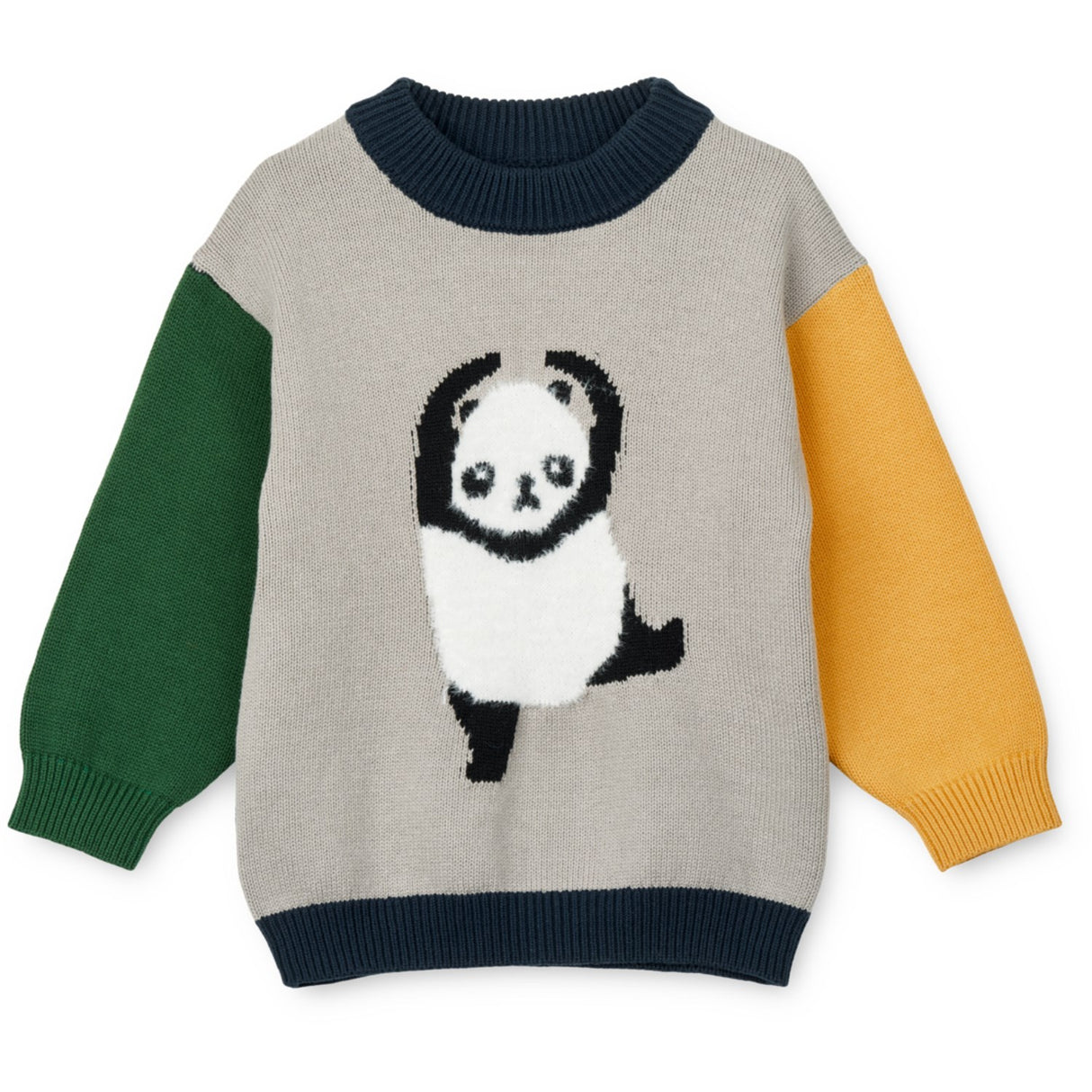 LIEWOOD Panda / Mist / Classic Navy Multi Mix Orlane Embroidery Strikk Jumper