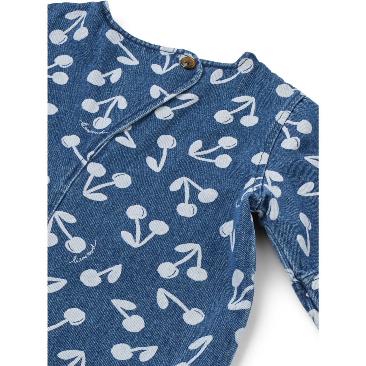 LIEWOOD Cherry Blossom / Medium Blue Denim Angelica Ss Printed Denim Kjole