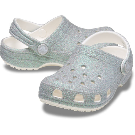 Crocs White Classic Iridescent Glitter Gloc