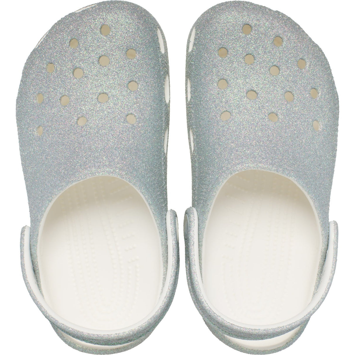 Crocs White Classic Iridescent Glitter Gloc