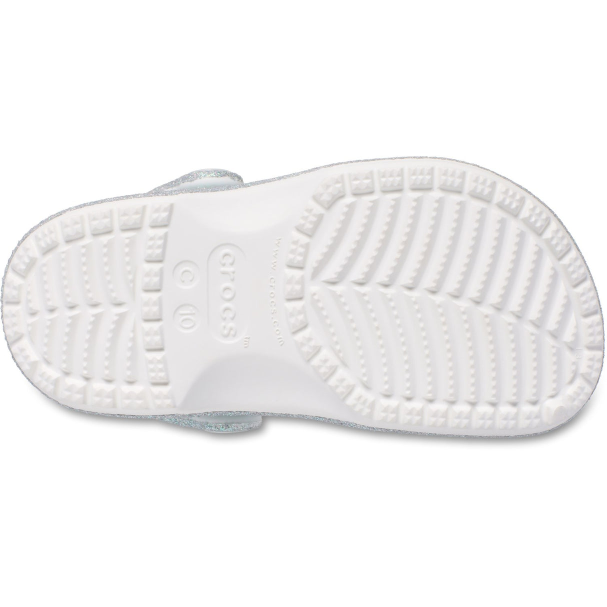 Crocs White Classic Iridescent Glitter Gloc