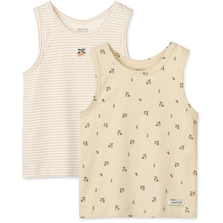 LIEWOOD Mini Peach Sea Shell / Stripe Mix Faris Printed Tank Topp 2-Pakning