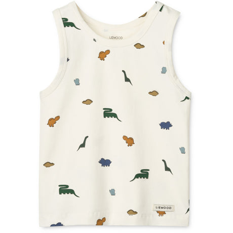 LIEWOOD Mini Dinosaurs Creme / Stripe Mix Faris Printed Tank Topp 2-Pakning