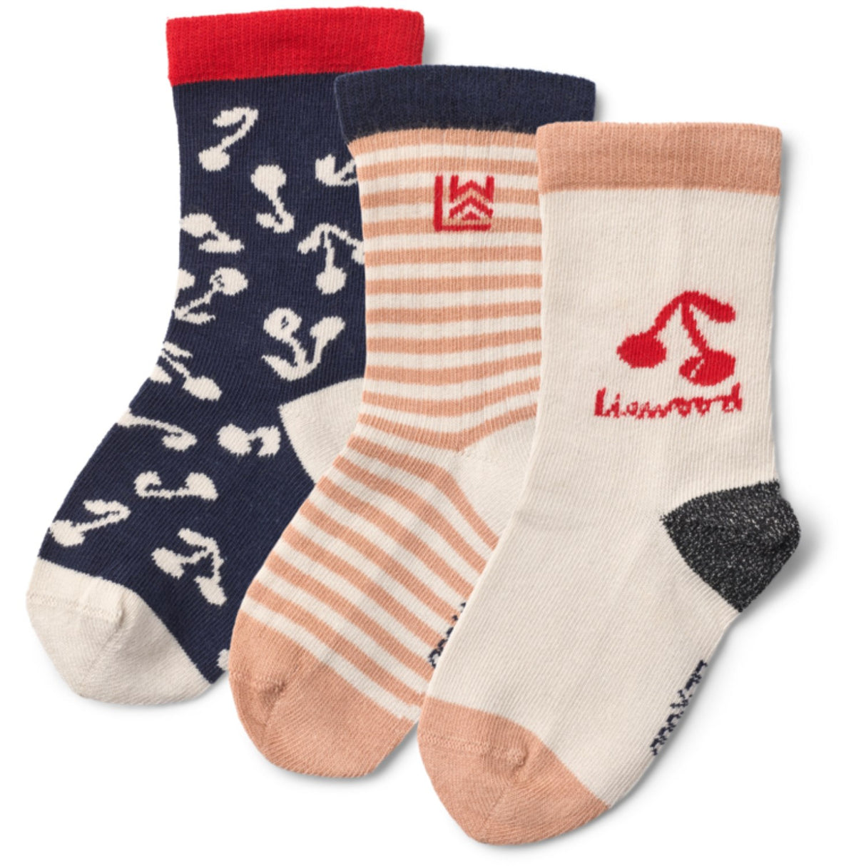 LIEWOOD Cherry Blossom / Classic Navy Silas Strømper 3-Pakning