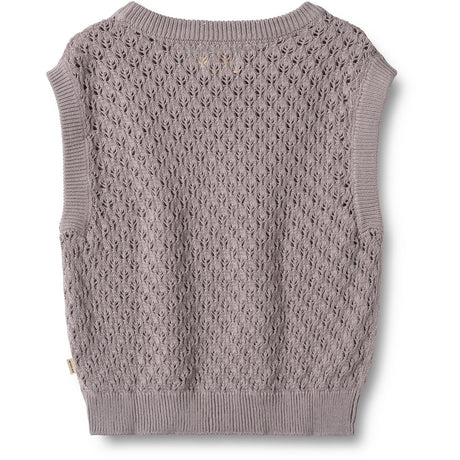 Wheat Dusty Purple Strikk Vest Saga