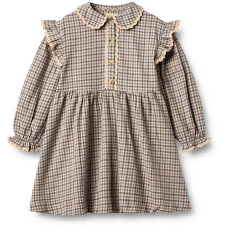 Wheat Blue Check Kjole L/S Alissa