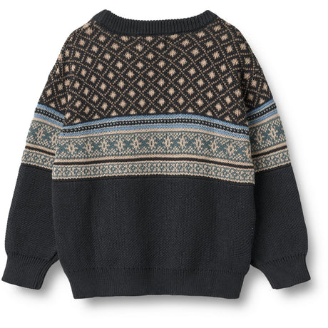 Wheat Navy Jaquard Pullover Julius