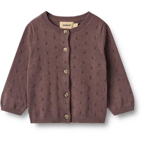 Wheat Plum Strikk Cardigan Maia