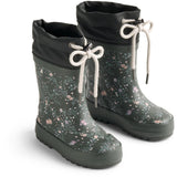 Wheat Forest Lake Checked Flowers Rubber Støvler Thermo Print