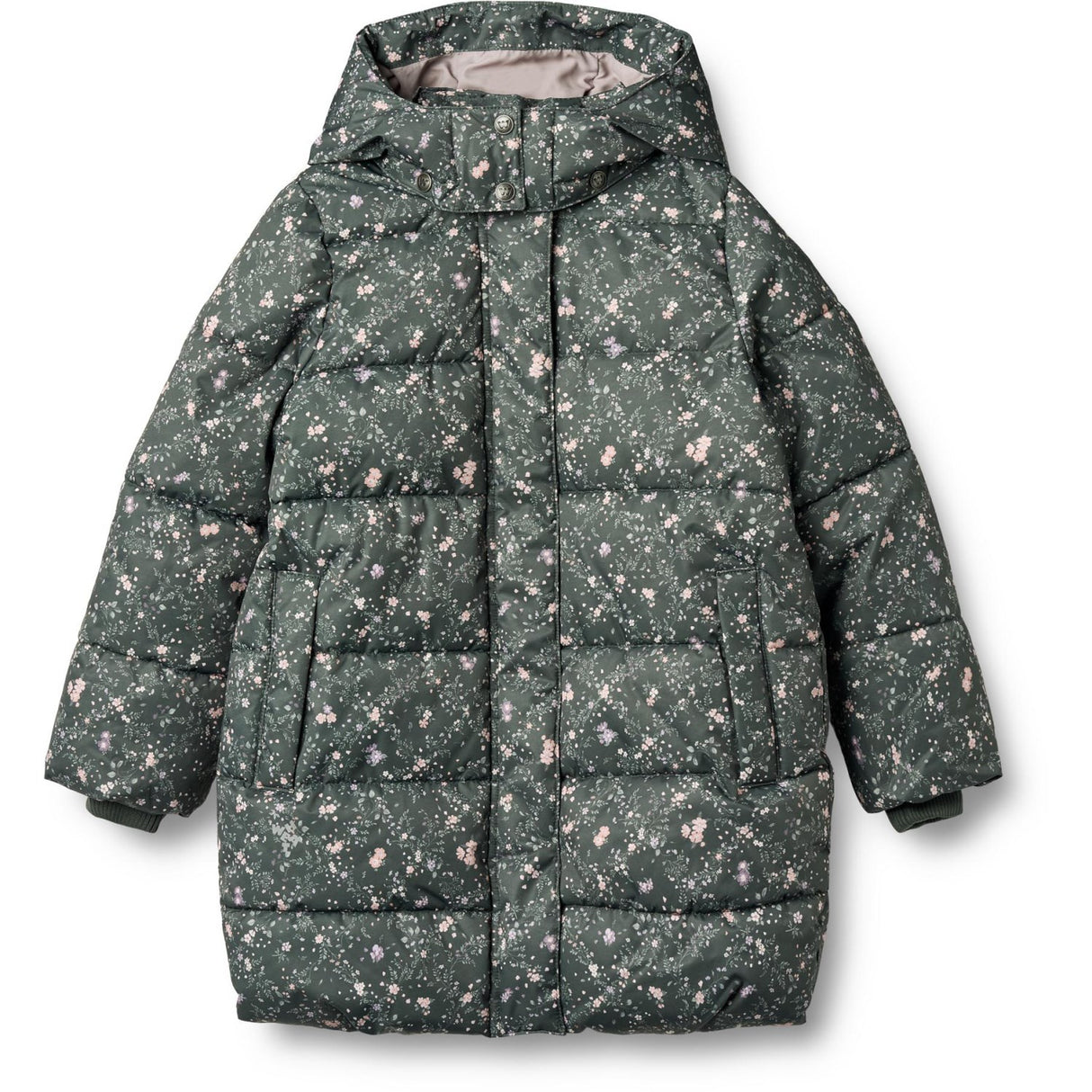 Wheat Forest Lake Checked Flowers Puffer Frakk Yrsa