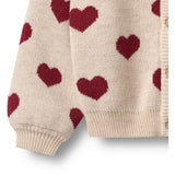 Wheat Offwhite Melange Jacquard Cardigan Hearts