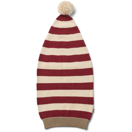 Wheat Red Stripe Strikket Christmas Lue