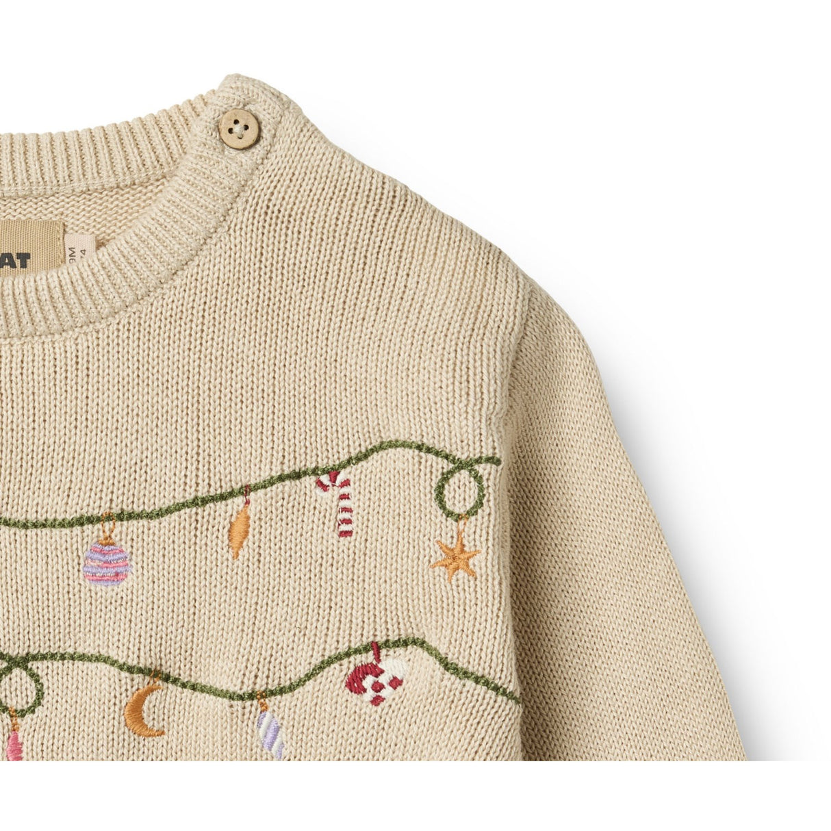 Wheat Offwhite Strikk Pullover Embr. Lisa