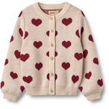 Wheat Offwhite Melange Jacquard Cardigan Hearts