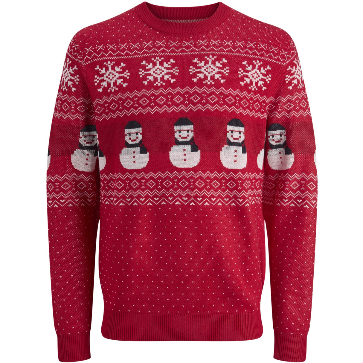 Jack & Jones Junior True Red Jjxmas Andrew Strikk Crew Neck Jnr