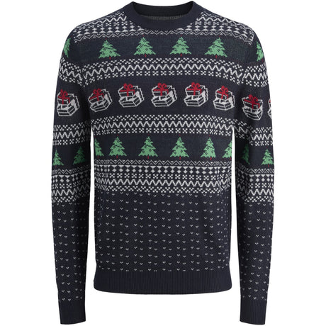 Jack & Jones Junior Sky Captain W. Holly Green Jjxmas Andrew Strikk Crew Neck Jnr