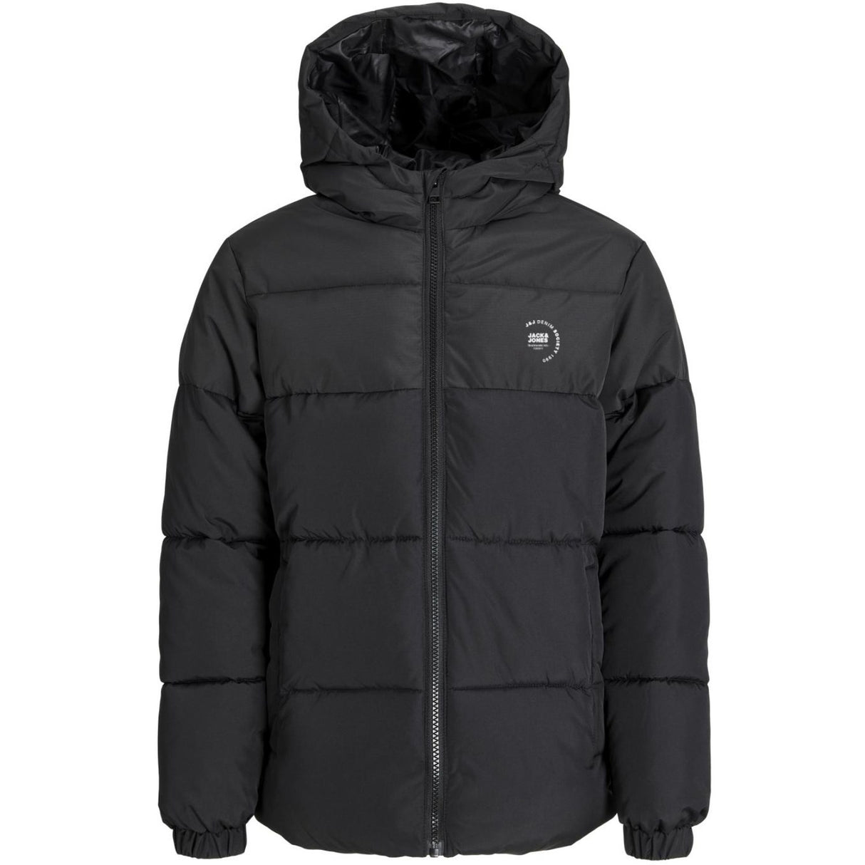 Jack & Jones Junior Black White Logo Jjmaze Logo Puffer Hette Jnr