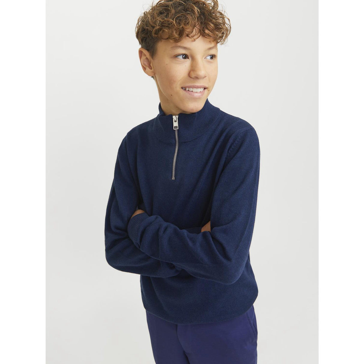 Jack & Jones Junior Navy Blazer Jjeemil Strikk Half Zip Noos Jnr