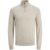 Jack & Jones Junior Oatmeal Melange Jjeemil Strikk Half Zip Noos Jnr