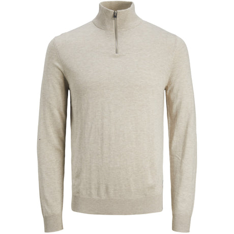 Jack & Jones Junior Oatmeal Melange Jjeemil Strikk Half Zip Noos Jnr